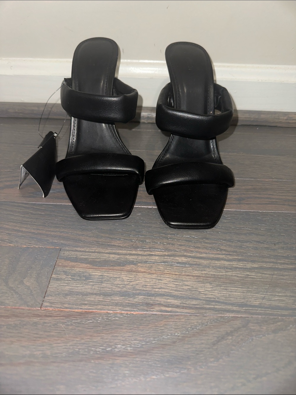 Forever 21 Black Padded Double-Strap Square Toe Heels